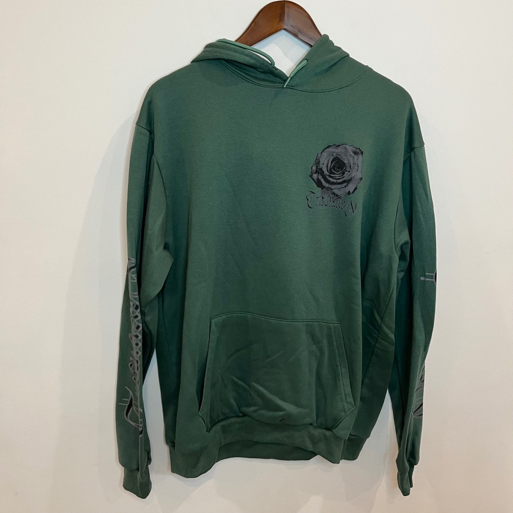 Fresh Laundry Tribulation Rose Graphic Hoodie Forest Green XL Streetwear